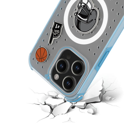 Pinit MagSafe Case for iPhone 15 Pro Max - Dynamic/Clear with Neon Blue Bumper