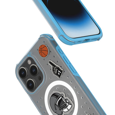 Pinit MagSafe Case for iPhone 15 Pro Max - Dynamic/Clear with Neon Blue Bumper