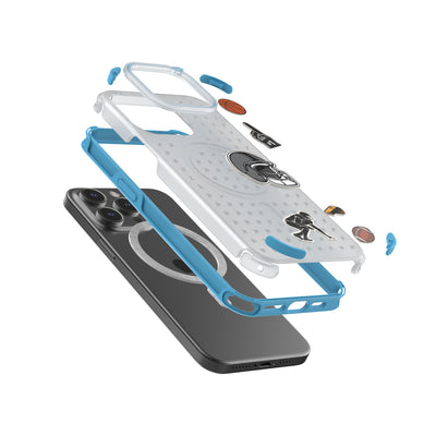 Pinit MagSafe Case for iPhone 15 Pro Max - Dynamic/Clear with Neon Blue Bumper