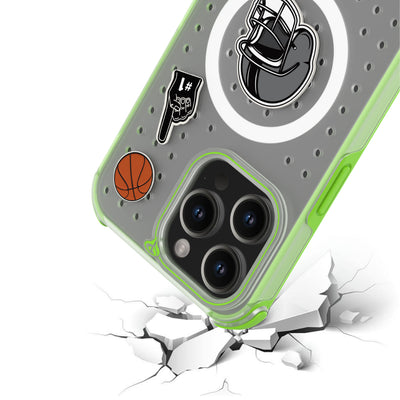 Pinit MagSafe Case for iPhone 15 Pro Max - Dynamic/Clear with Neon Green Bumper
