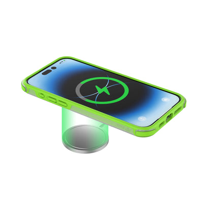 Pinit MagSafe Case for iPhone 15 Pro Max - Dynamic/Clear with Neon Green Bumper
