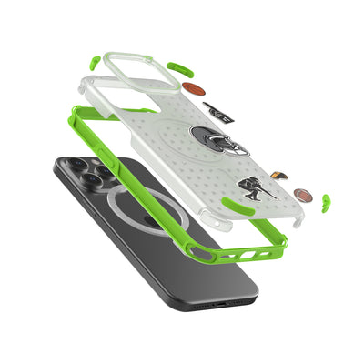 Pinit MagSafe Case for iPhone 15 Pro Max - Dynamic/Clear with Neon Green Bumper