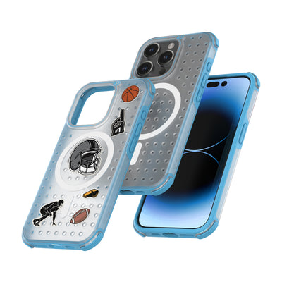 Pinit MagSafe Case for iPhone 15 Pro - Dynamic/Clear with Neon Blue Bumper