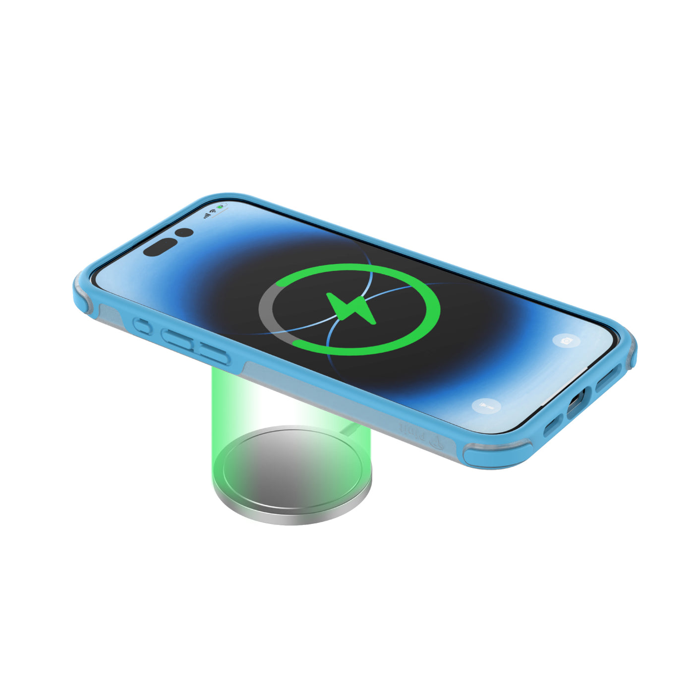 Pinit MagSafe Case for iPhone 15 Pro - Dynamic/Clear with Neon Blue Bumper