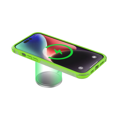 Pinit MagSafe Case for iPhone 15 Plus - Dynamic/Clear with Neon Green Bumper