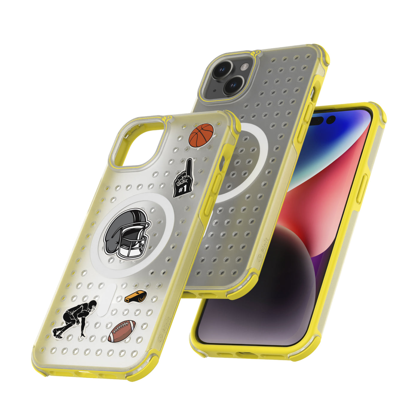 Pinit MagSafe Case for iPhone 15 Plus - Dynamic/Clear with Neon Yellow Bumper