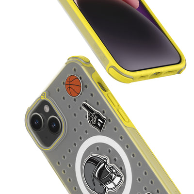 Pinit MagSafe Case for iPhone 15 Plus - Dynamic/Clear with Neon Yellow Bumper