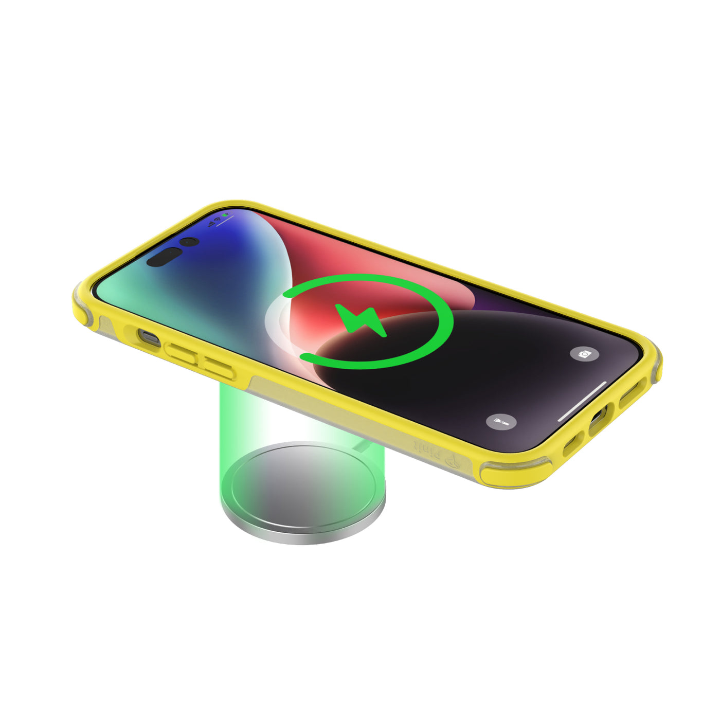 Pinit MagSafe Case for iPhone 15 Plus - Dynamic/Clear with Neon Yellow Bumper