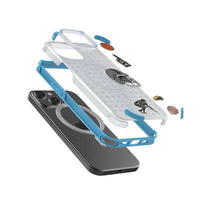 Pinit MagSafe Case for iPhone 15 - Dynamic/Clear with Neon Blue Bumper