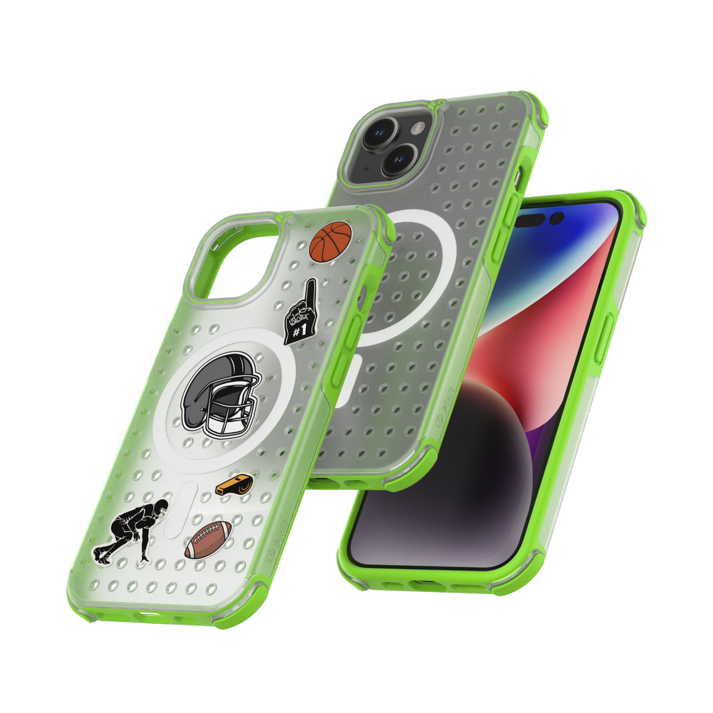 Pinit MagSafe Case for iPhone 15 - Dynamic/Clear with Neon Green Bumper