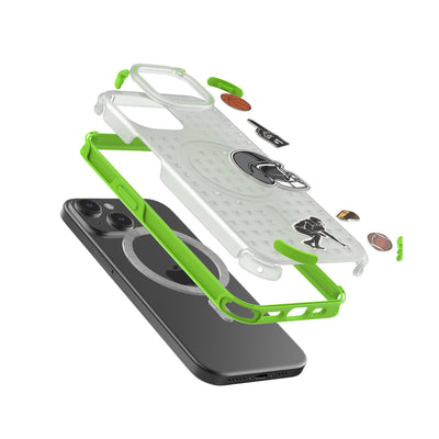 Pinit MagSafe Case for iPhone 15 - Dynamic/Clear with Neon Green Bumper