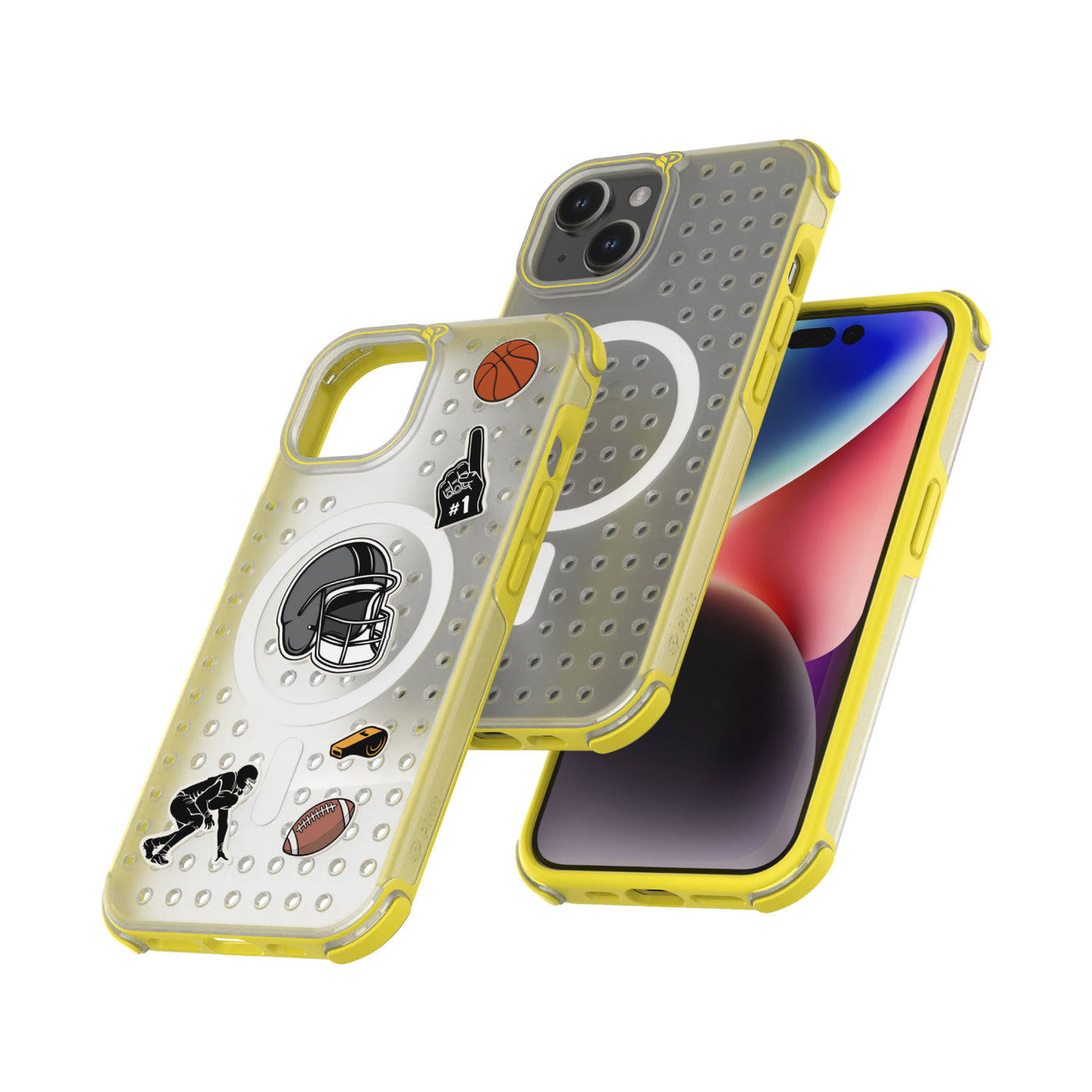 Pinit MagSafe Case for iPhone 15 - Dynamic/Clear with Neon Yellow Bumper