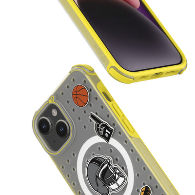 Pinit MagSafe Case for iPhone 15 - Dynamic/Clear with Neon Yellow Bumper