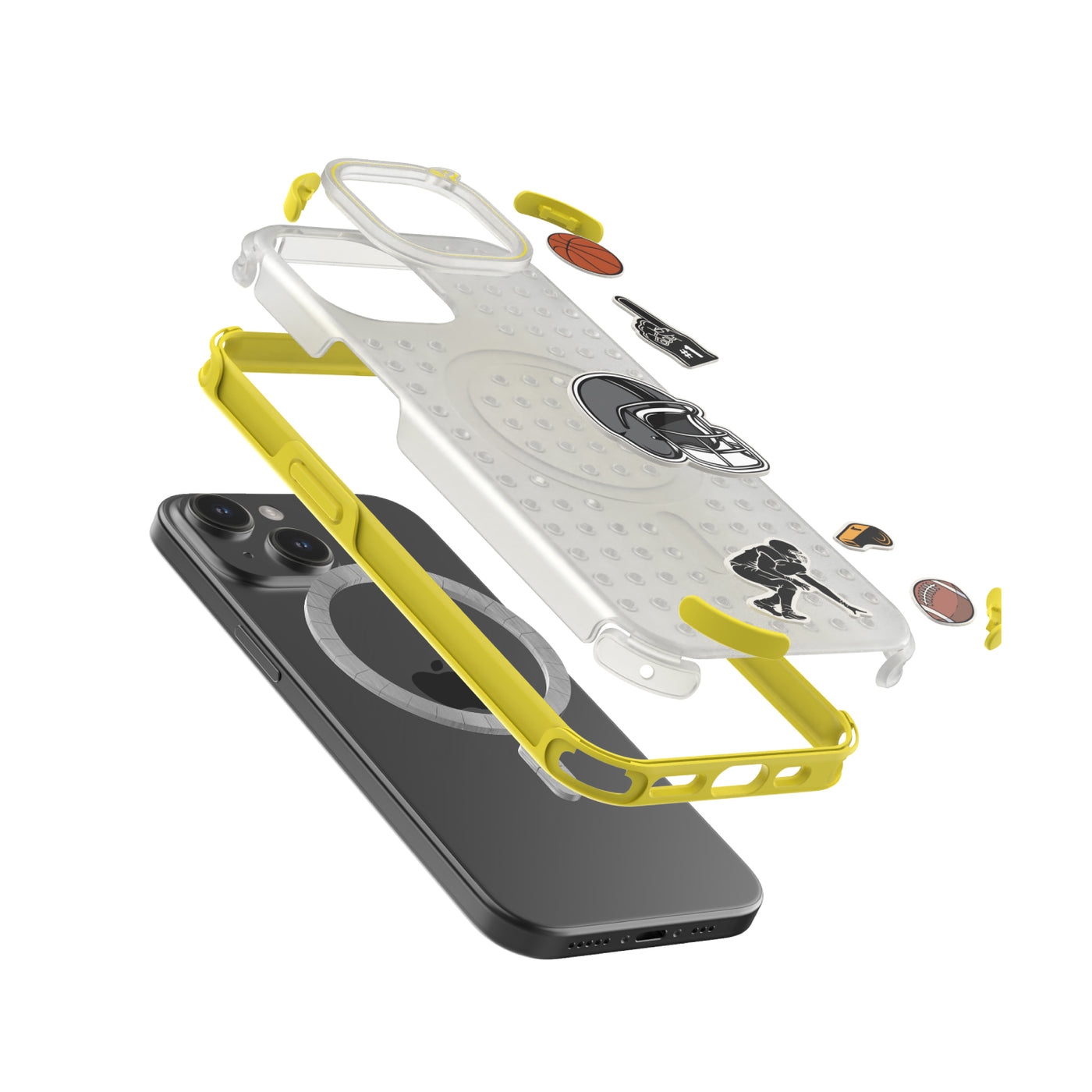 Pinit MagSafe Case for iPhone 15 - Dynamic/Clear with Neon Yellow Bumper