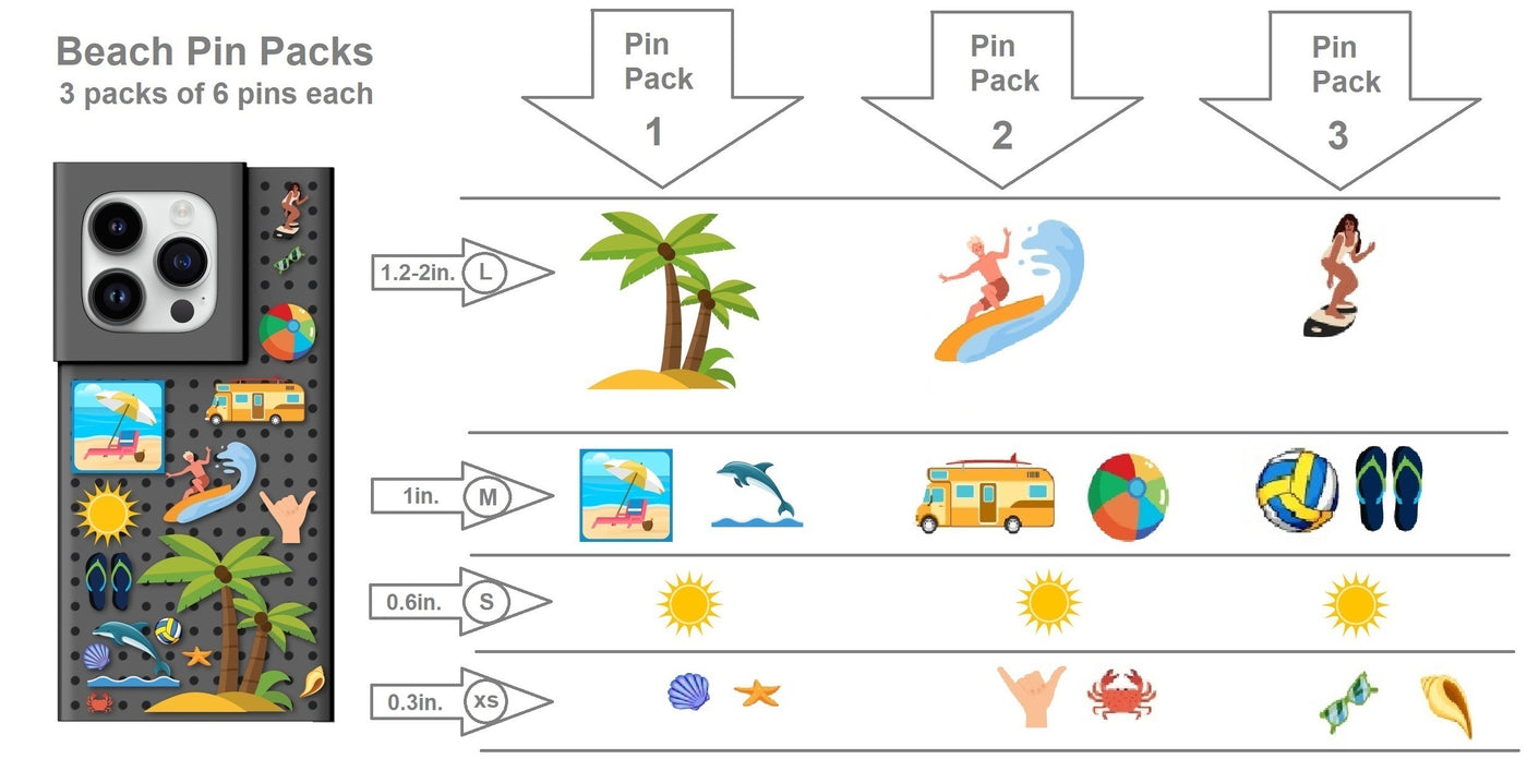 Pinit Beach Pin Pack 3