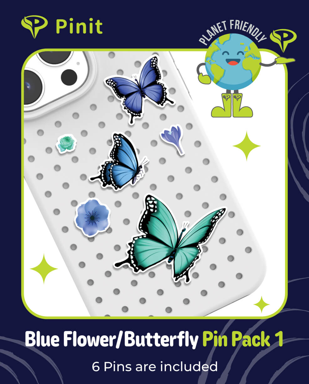 Pinit Blue Flowers/Butterfly Pin Pack 1