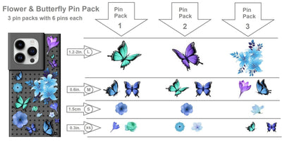 Pinit Blue Flowers/Butterfly Pin Pack 1