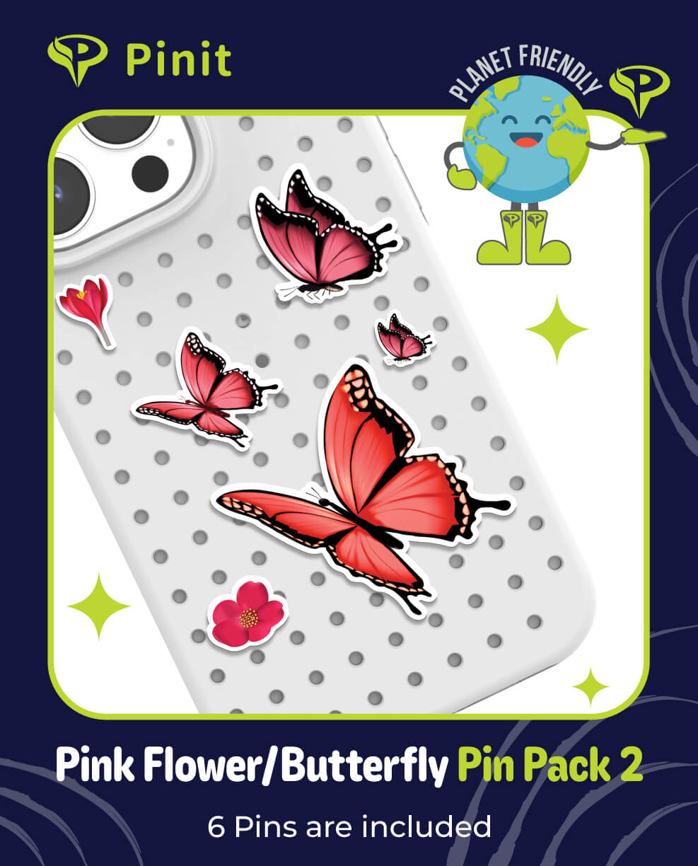 Pinit Pink Flowers/Butterfly Pin Pack 2